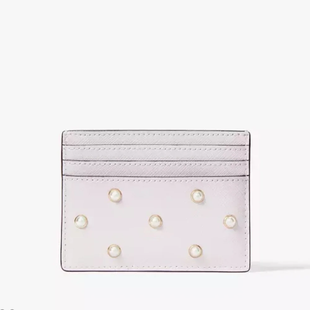 🤍▪️Kate Spade ▪️ Madison Studded Pearls Slim Card Holder, Lilac NWT